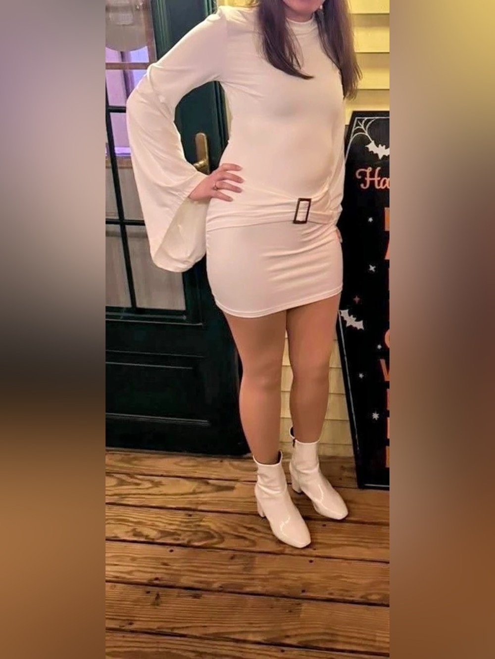 DIY Princess Leia Costume SHEIN mini dress xs shoe size 6.5